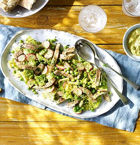 Coronation Thin Cut Steak, Radish and Pea Salad